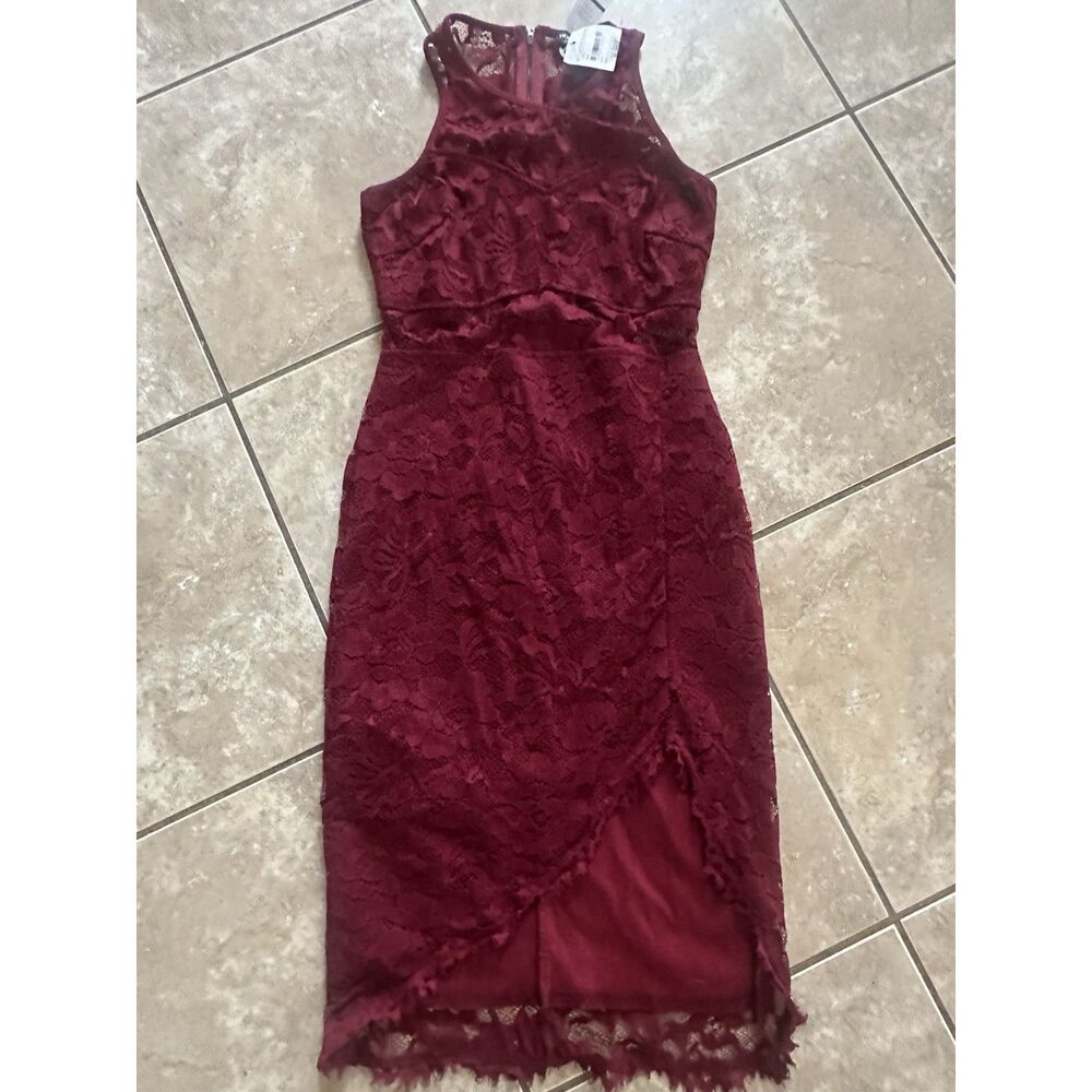 New Hommage S Lace MIDI Structured Dress Lined